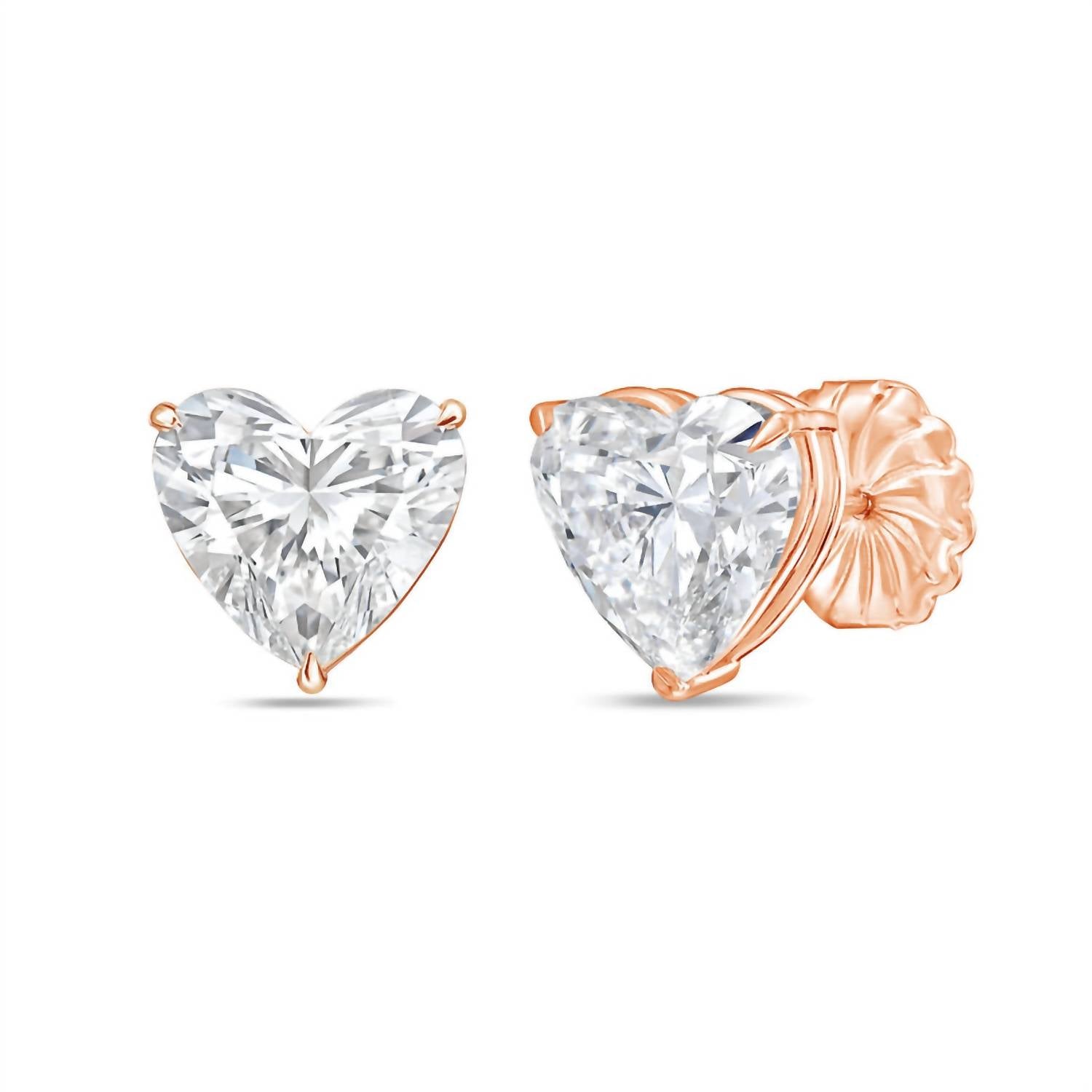 Diana M Jewels - Women's Heart Lab-grown Diamond Stud Earrings (12.00 Tcw) - Luxe