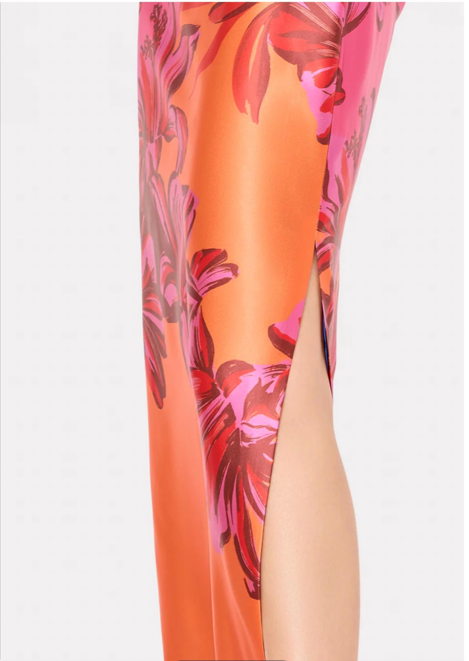 MILLY Lily Sunset Flower Maxi Dress in orange - women's dress - alternate view