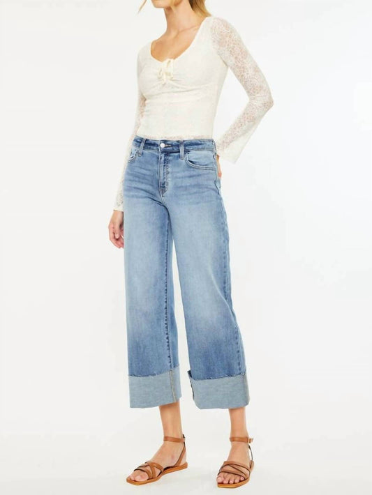 Kancan - High Rise Crop Wide Leg Jeans