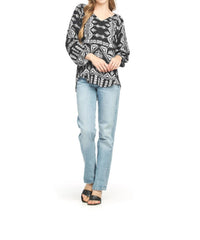 Papillon - Global Print Blouse With Tie Neck