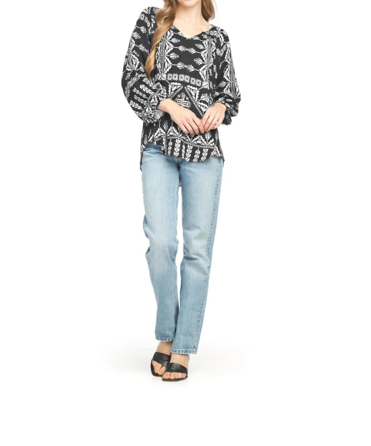 Papillon - Global Print Blouse With Tie Neck
