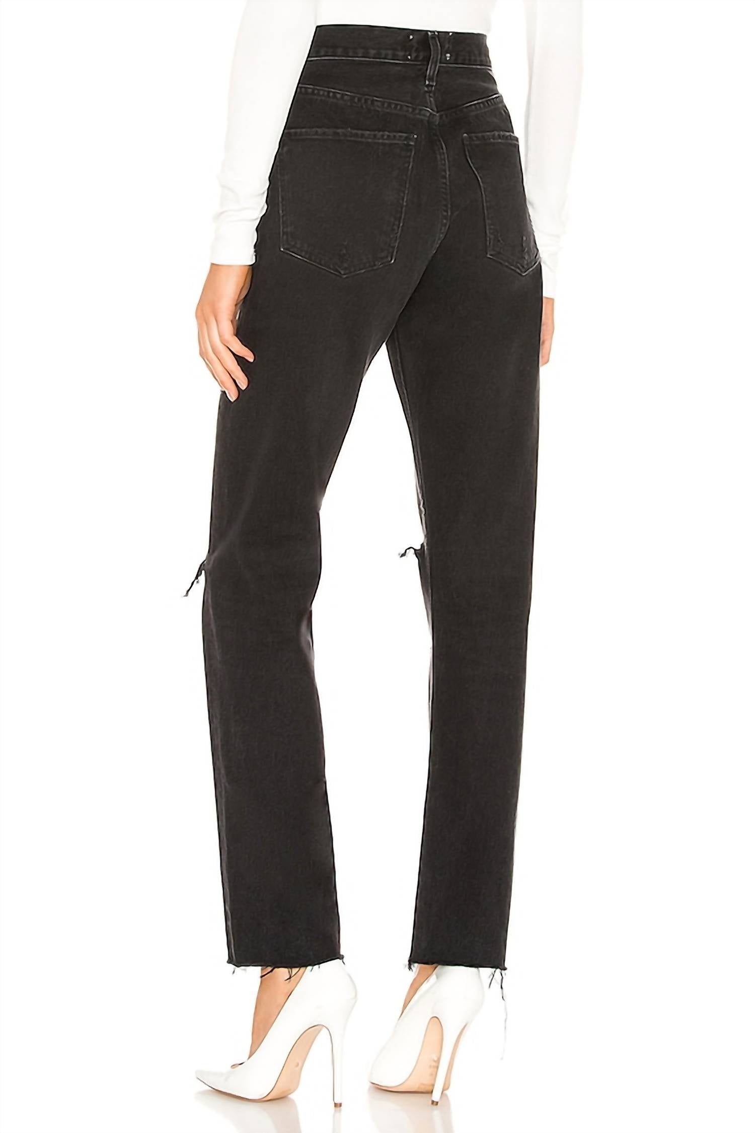 AGOLDE Cherie High Rise Straight Jeans in black - women's jeans - alternate view
