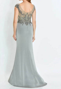Montage By Mon Cheri - Cap Sleeve Evening Gown with Slit