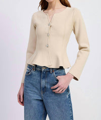 En Saison - Idah Peplum Knit Cardigan