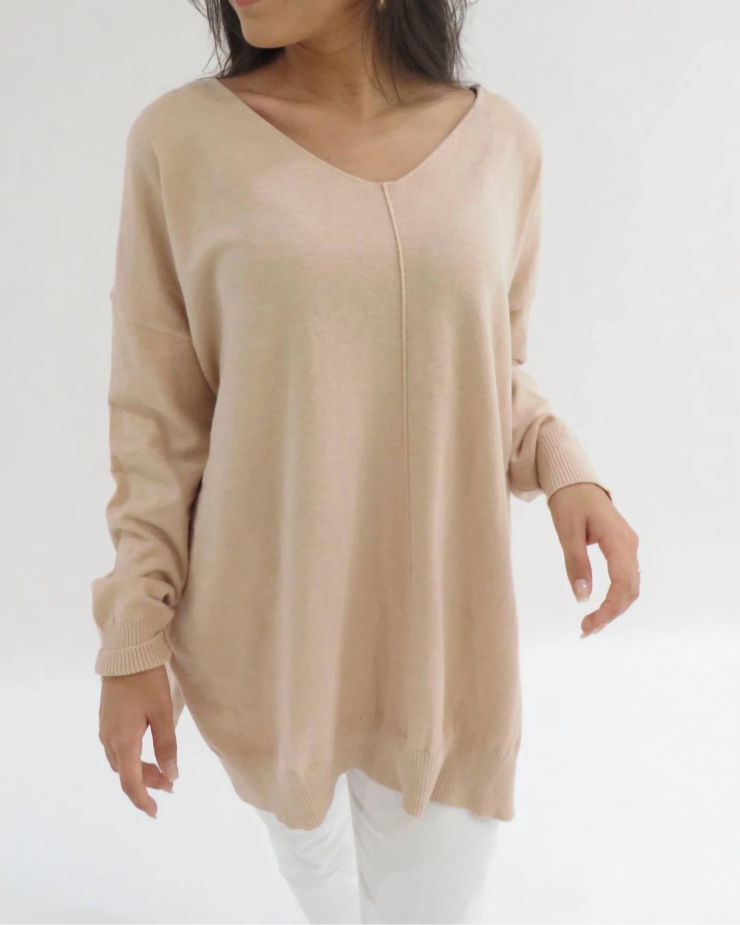 Ninexis Ultrasoft Tunic Sweater in taupe - women's sweater