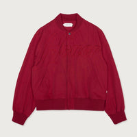 HONOR THE GIFT Men's Nylon Bomber in plum - men's jacket - detail view