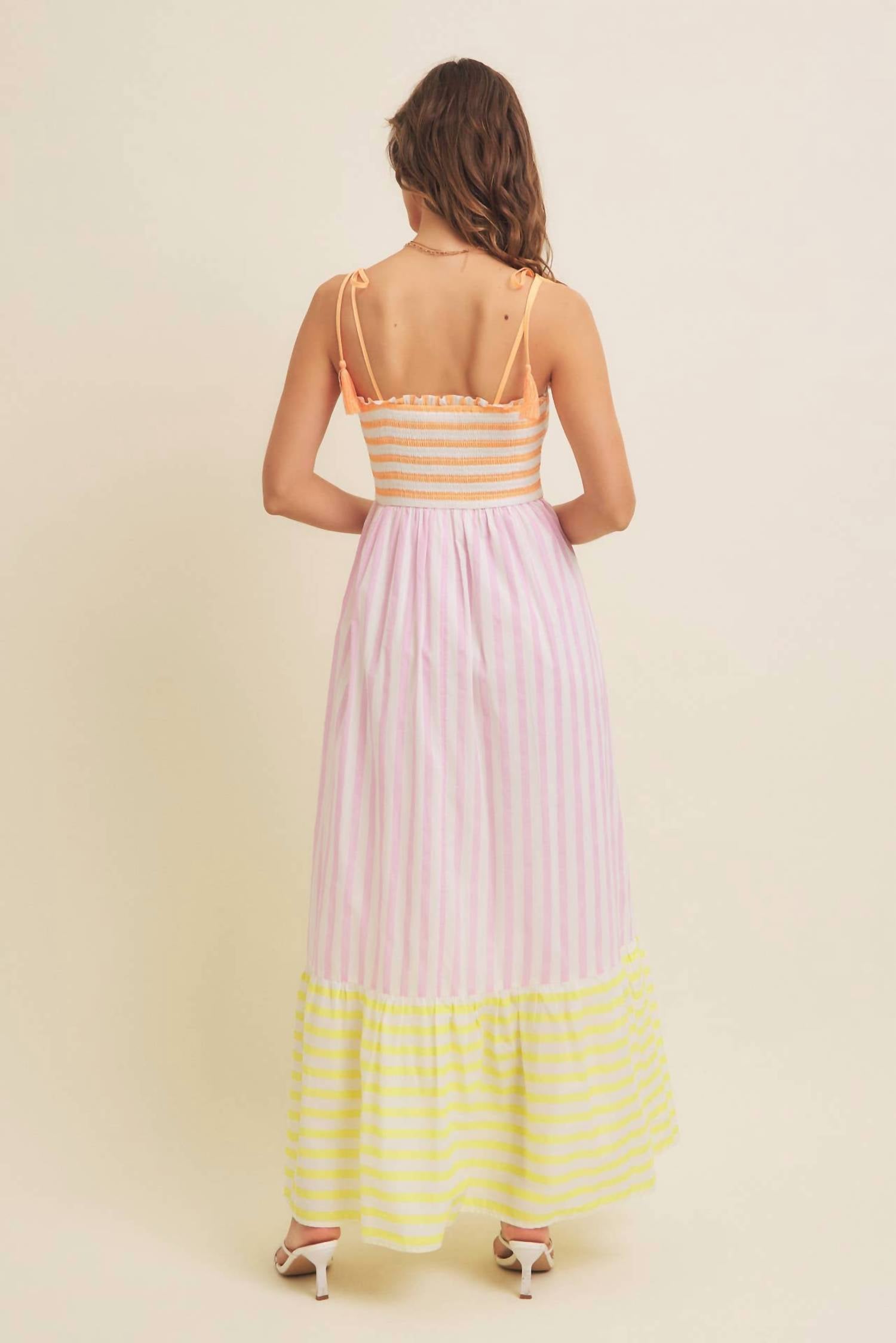 In February - Stripe Smocked Maxi Dress