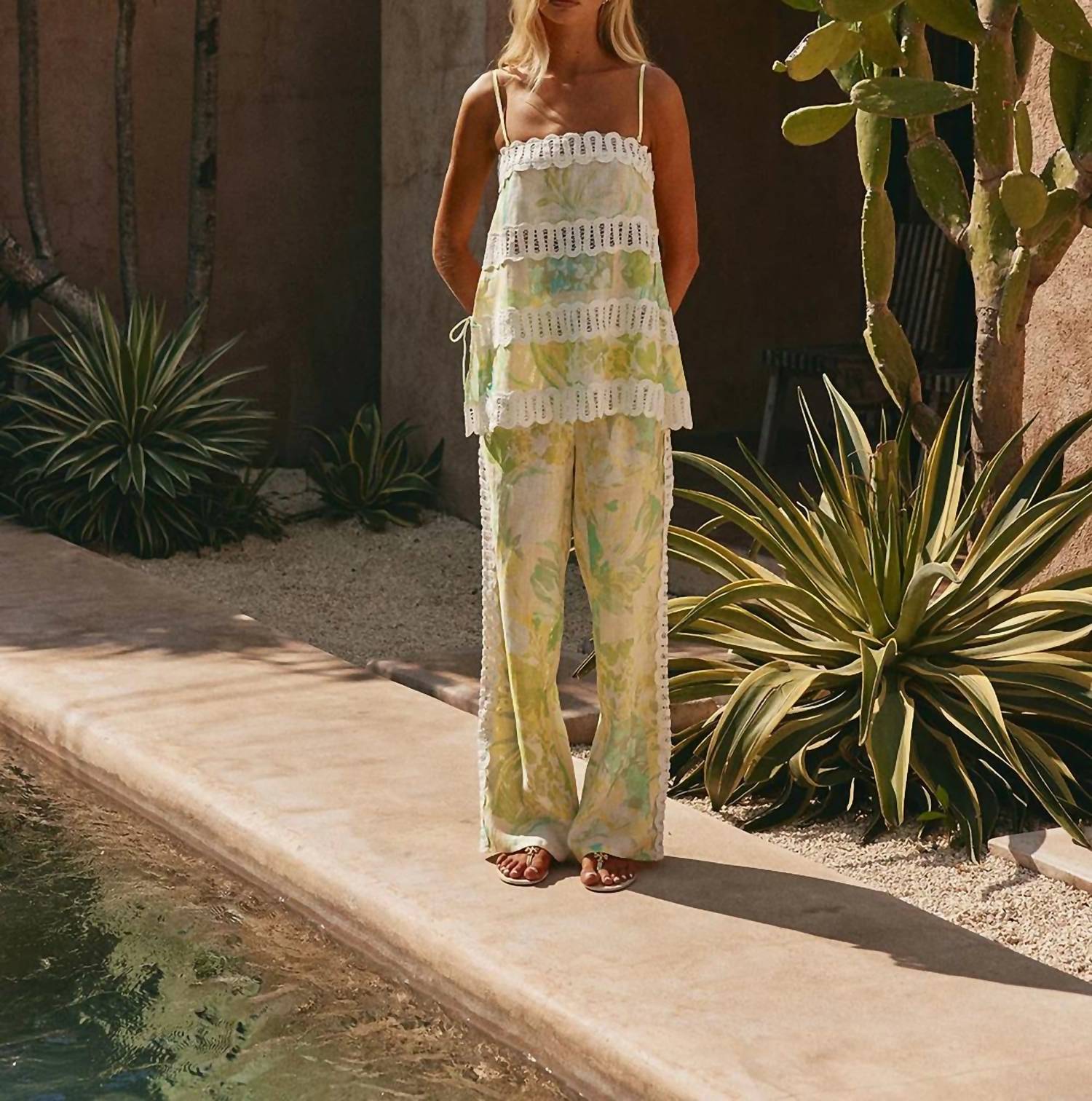 Sundayup - Tropical Lace Two-Piece Set