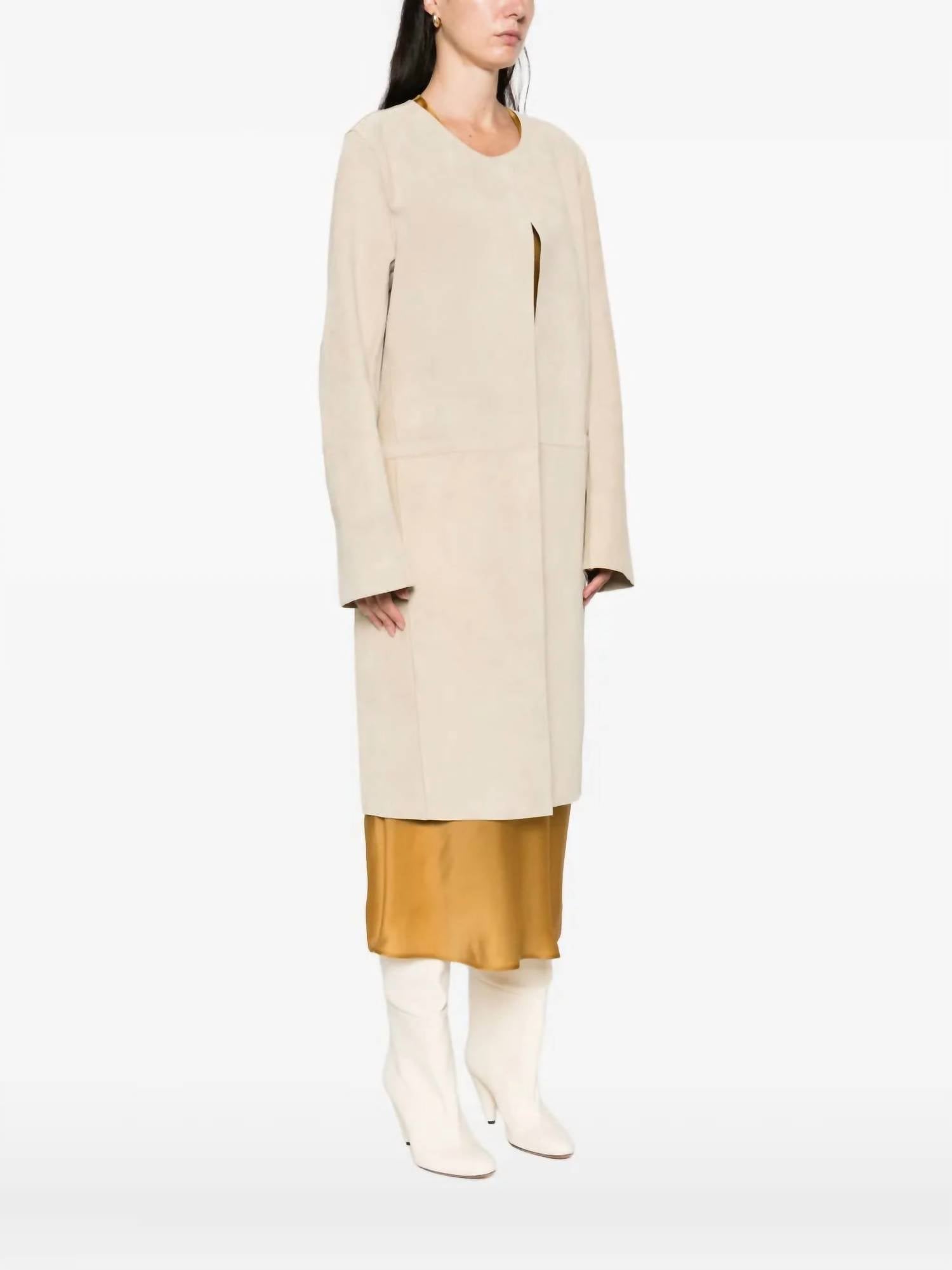 Toteme - Collarless Suede Coat