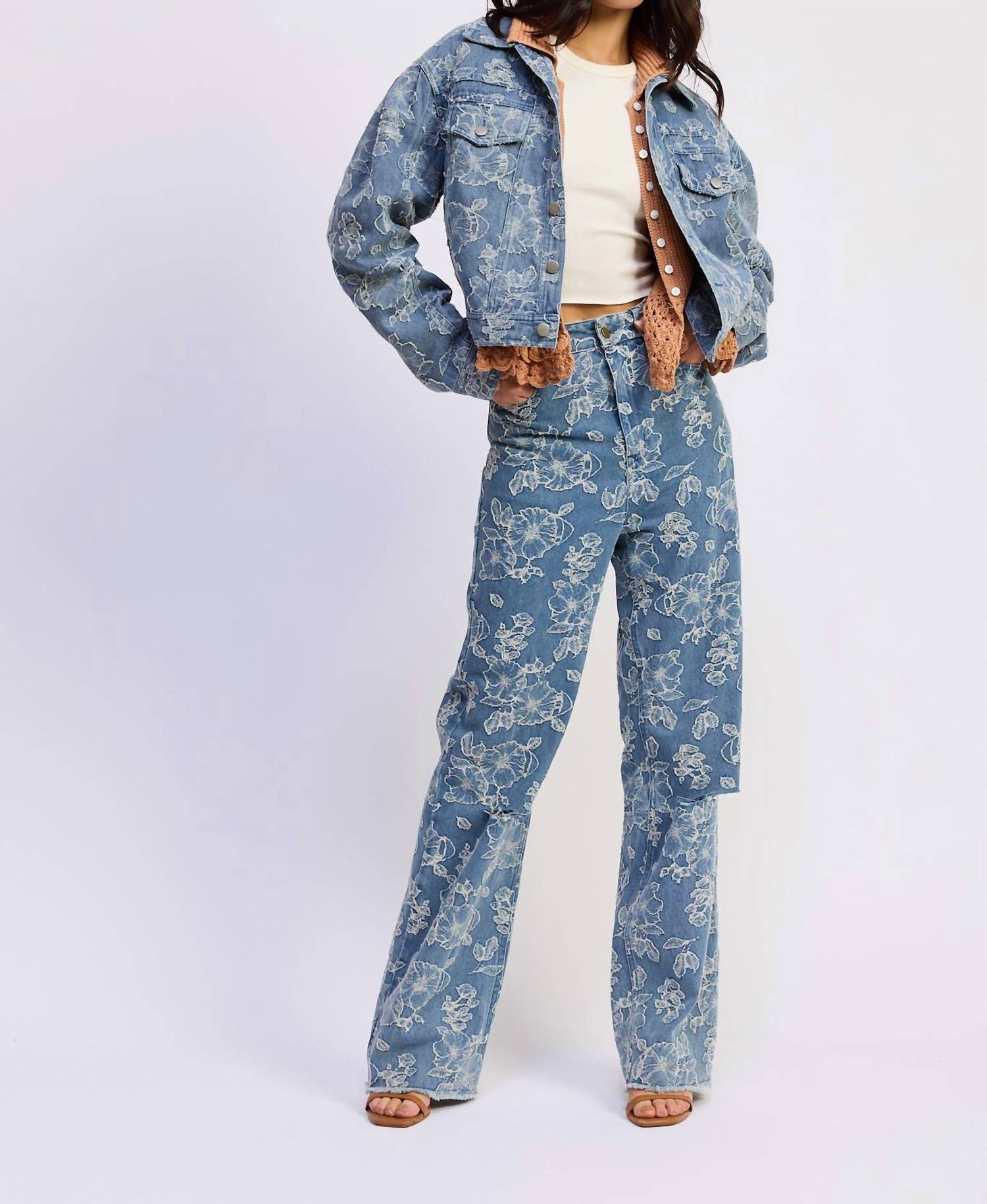 En Saison Opal Cropped Jacket in medium wash denim - women's jacket - view 4