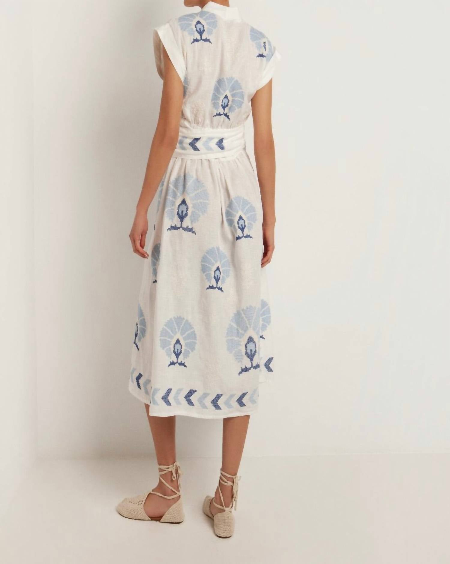 Greek Archaic Kori - Mini Peacock Wrap Dress