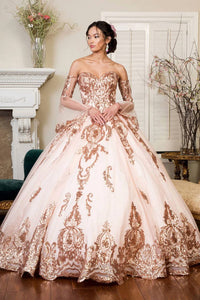 Elizabeth K - Sequin Print Strapless Ball Gown