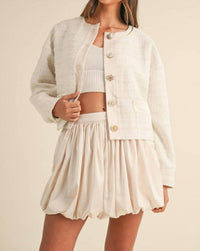 Mable - Jewel Button Up Tweed Jacket