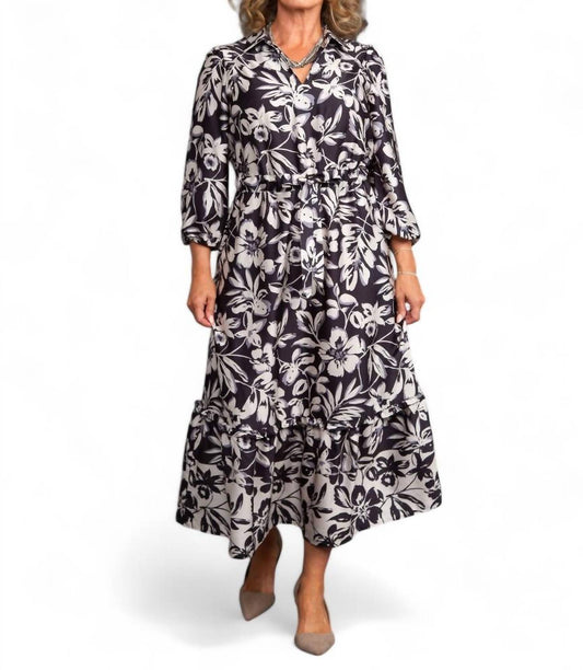 Tribal - 3/4 SLEEVE SATIN MAXI DRESS