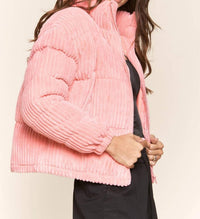 J.Nna - Corduroy Long Sleeve Puffer Jacket