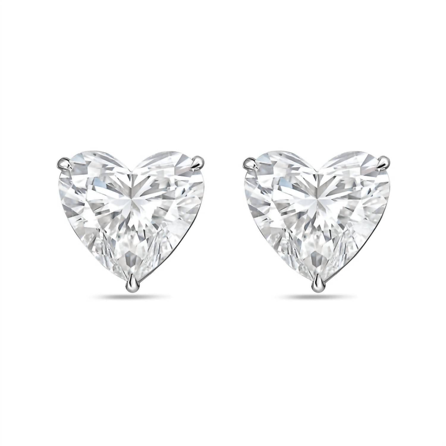 Diana M Jewels - Women's Heart Lab-grown Diamond Stud Earrings (5.00 Tcw) - Statement