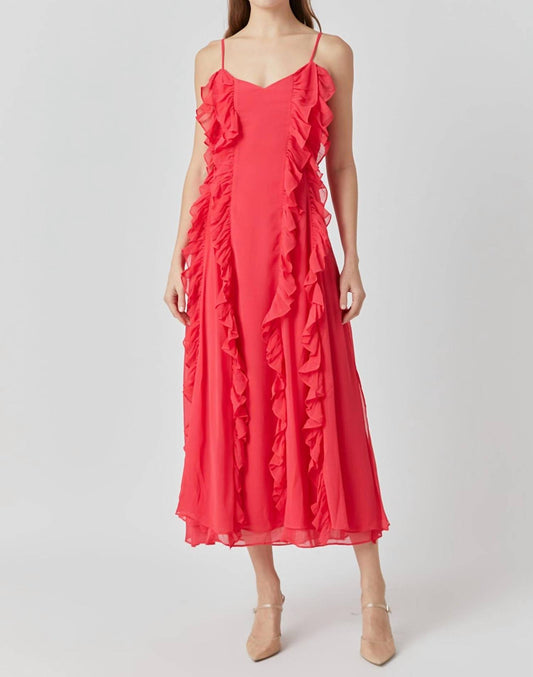 2.7 August Apparel - Chiffon Ruffled Spaghetti Maxi Dress