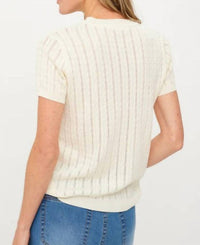 Six/Fifty - Six Fifty Ivory Natasha Cable Light Weight Sweater
