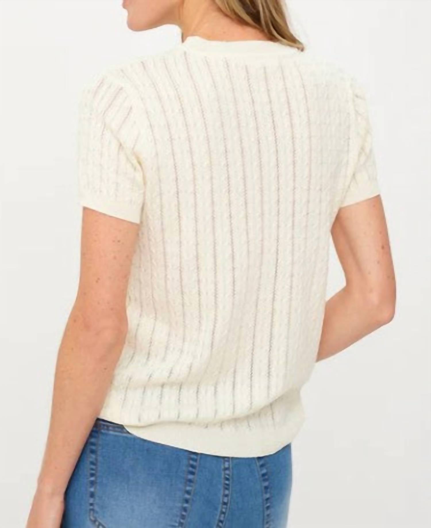 Six/Fifty - Six Fifty Ivory Natasha Cable Light Weight Sweater