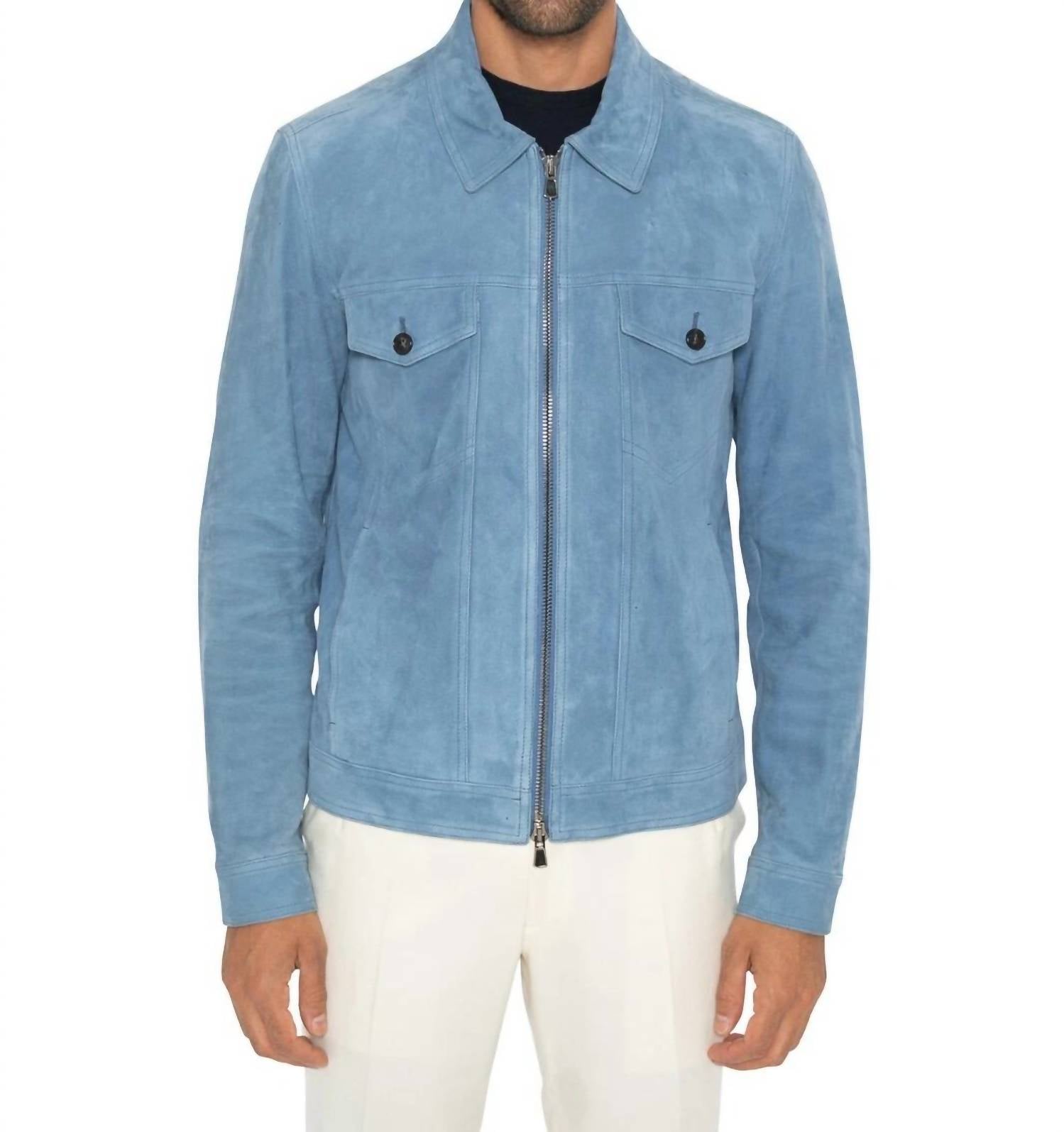 Isaia - Suede Zip Front Jacket
