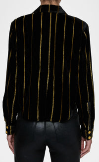 L'Agence - Cosette Metallic Stripe Crop Shirt