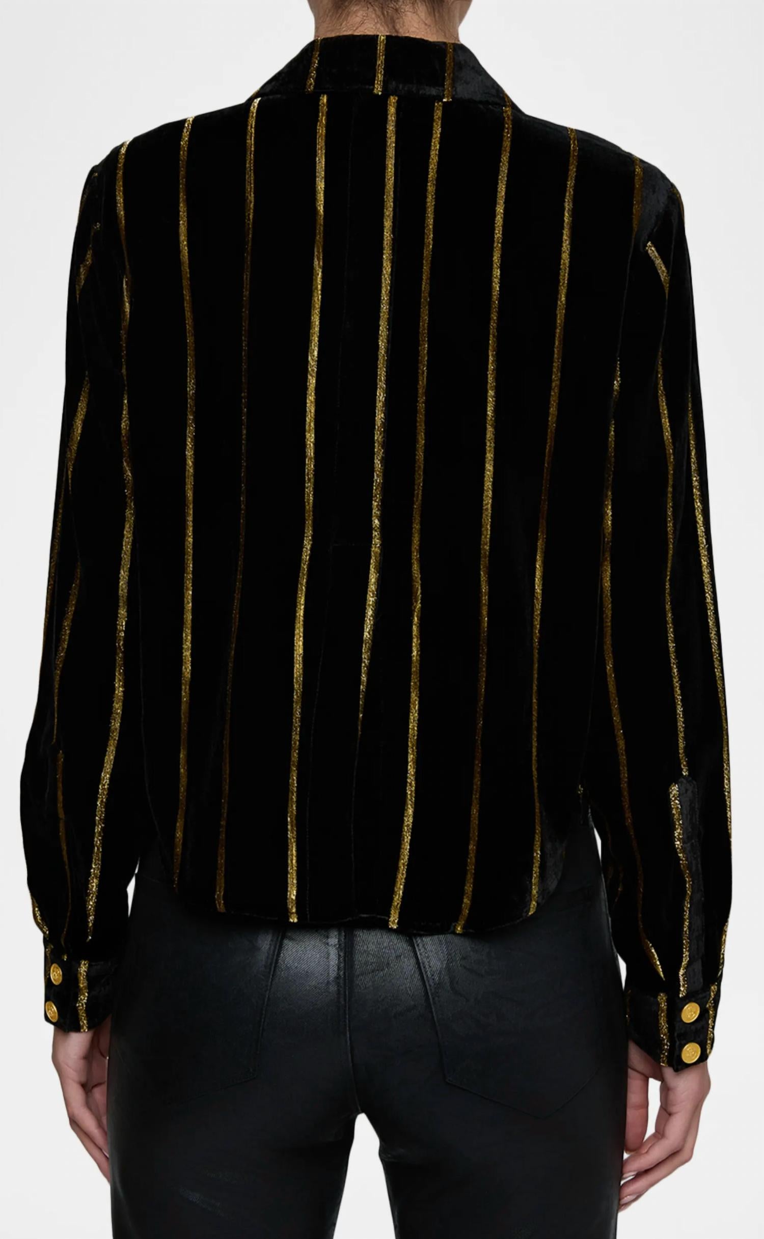 L'Agence - Cosette Metallic Stripe Crop Shirt