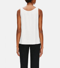 Eileen Fisher Sleeveless Silk Scoop Neck Tank Top in bone - women's tank top - detail view
