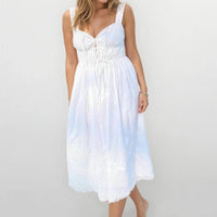 NIBI MTK Louisa Eyelet Midi Dress in white - women's dress