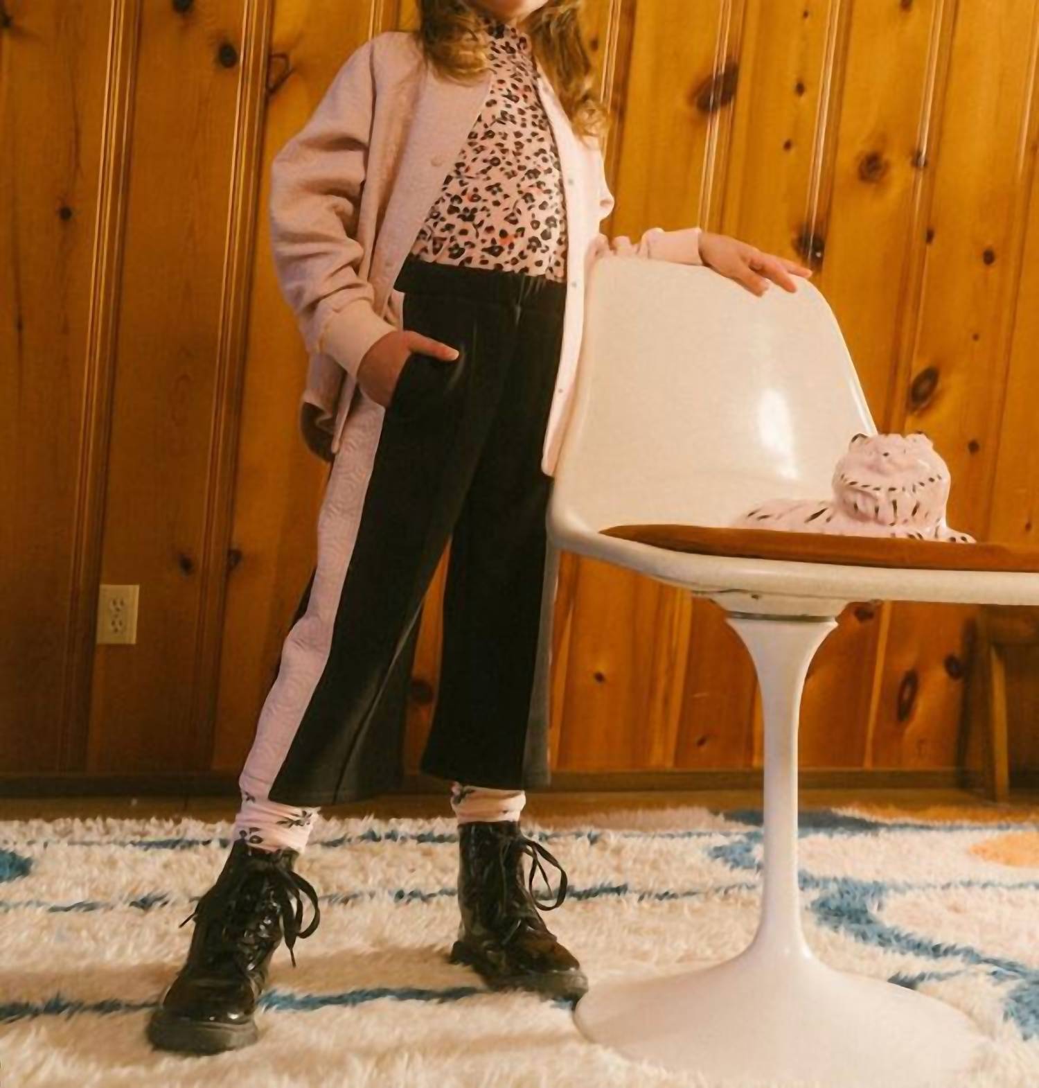 Deux Par Deux - Cropped With Contrast Band Wide Leg Pants