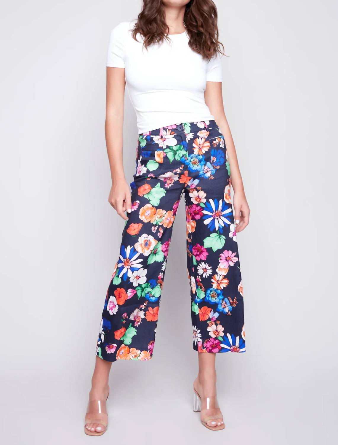 CHARLIE B Floral Wide Leg Pant in gardenia - women's pants - alternate view