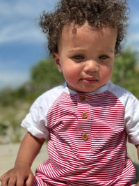Me & Henry - Boy's Afloat Raglan Stripe Romper