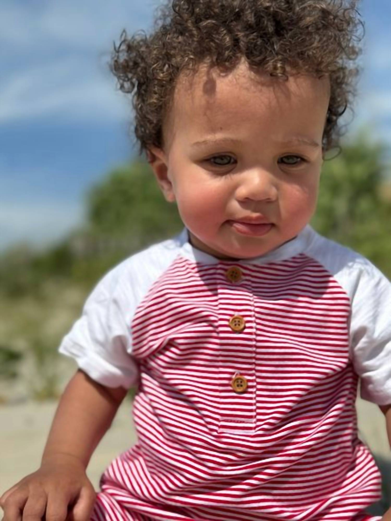 Me & Henry - Boy's Afloat Raglan Stripe Romper