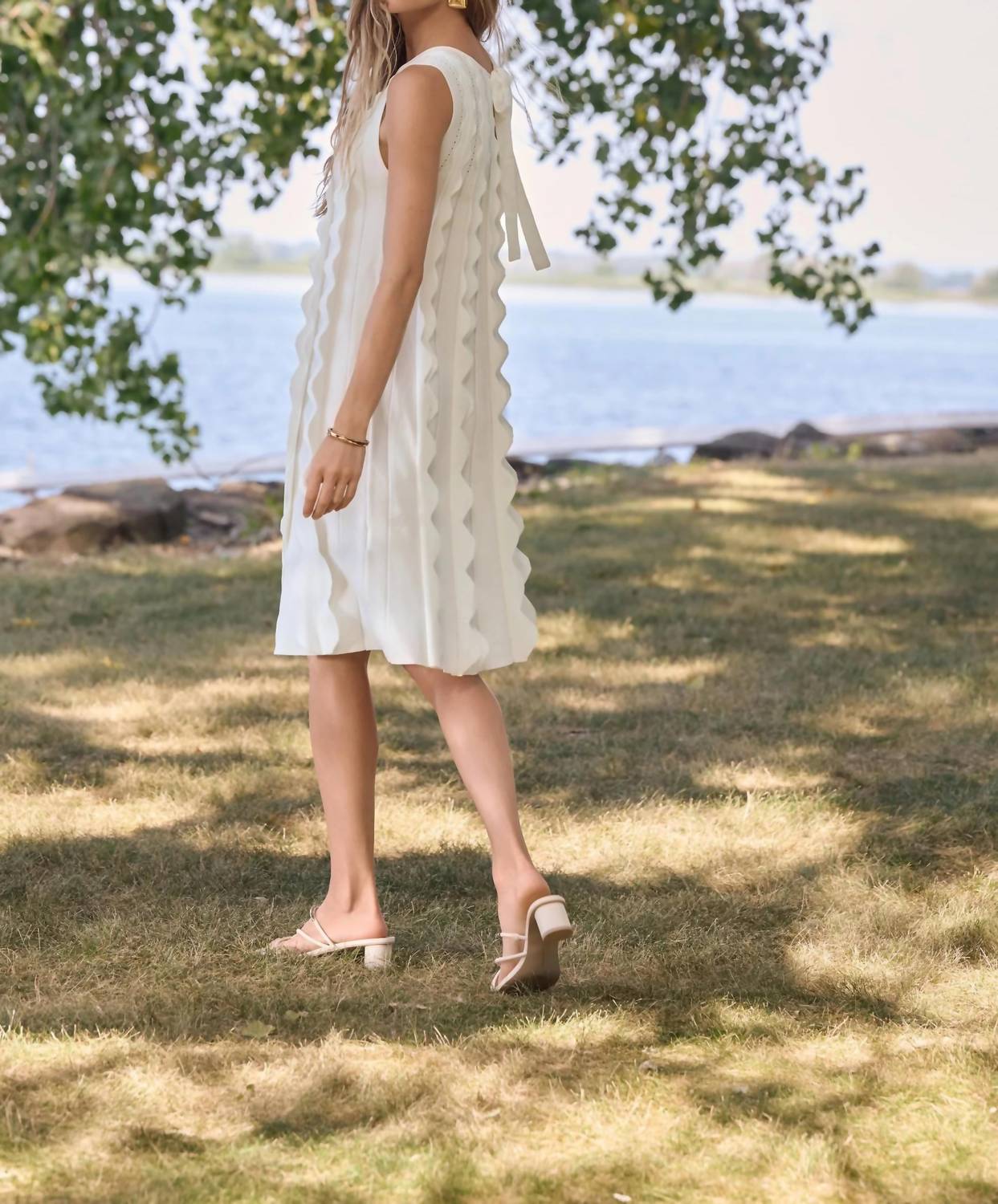 Joseph Ribkoff - Scalloped Sweater Knit A-line Dress