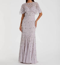 Mac Duggal - Embellished Illusion Cape Sleeve Trumpet Gown