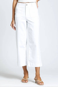 Apny - Women's Cropped Wide Leg Pant With Patch Pockets