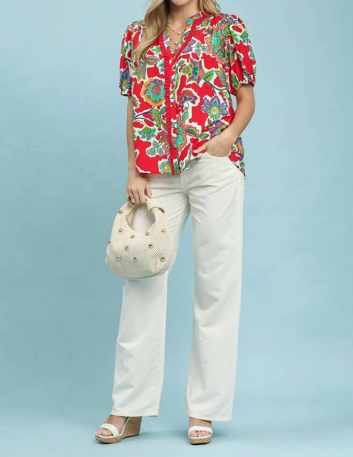 Umgee - Floral Button Down Blouse