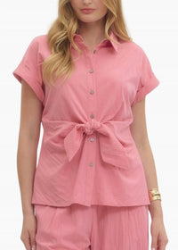 entro Mila Tie Detail Top in light pink - women's shirt