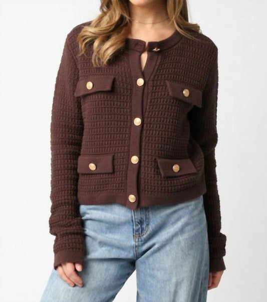 Olivaceous - Maci Knit Button Cardigan