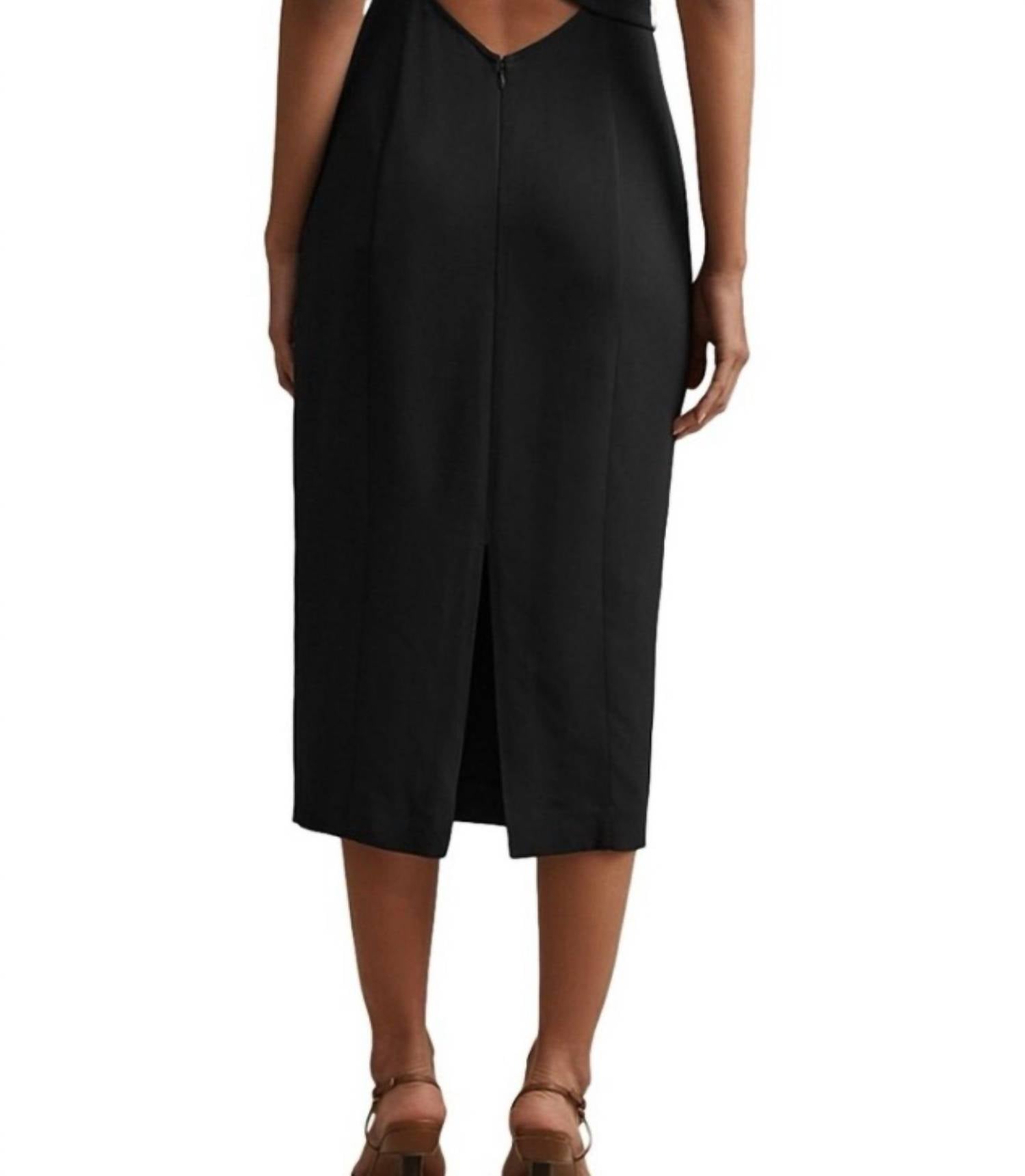 Reiss Nylah Cross Back Bodycon Midi Dress in black - women's dress - detail view