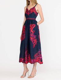 CHRISTY LYNN Holly Midi Dress in midnight rosaria - women's dress - alternate view