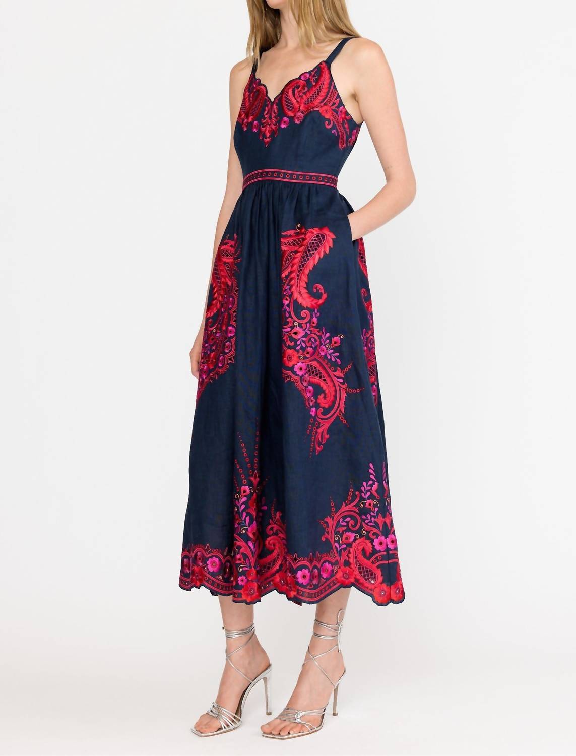 CHRISTY LYNN Holly Midi Dress in midnight rosaria - women's dress - alternate view