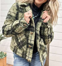 TRIBAL Long Sleeve Button Down Jacket - Plus in ivy - women's jacket
