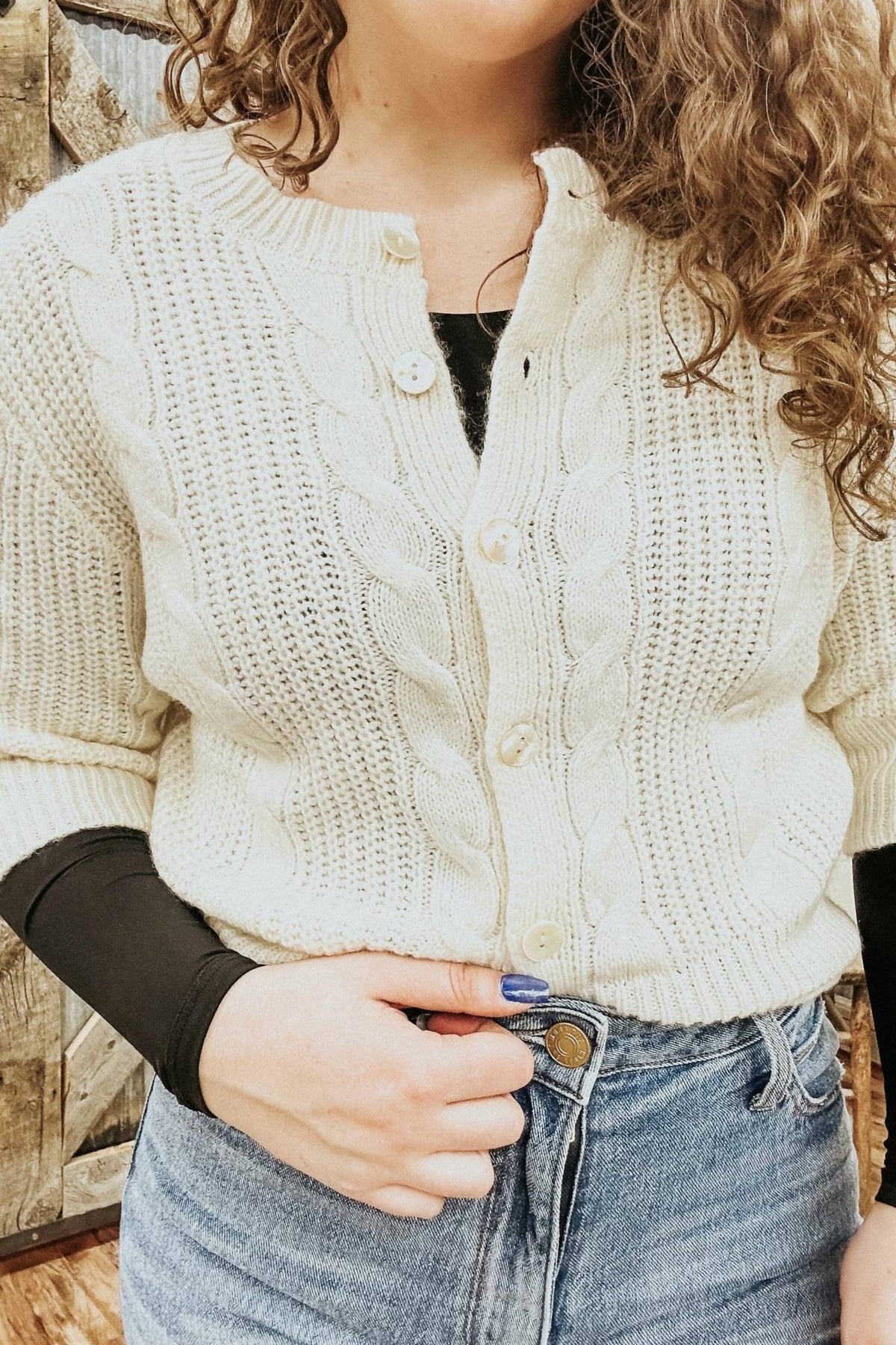 Sanctuary - Quarter Sleeve Cable Knit Cardigan