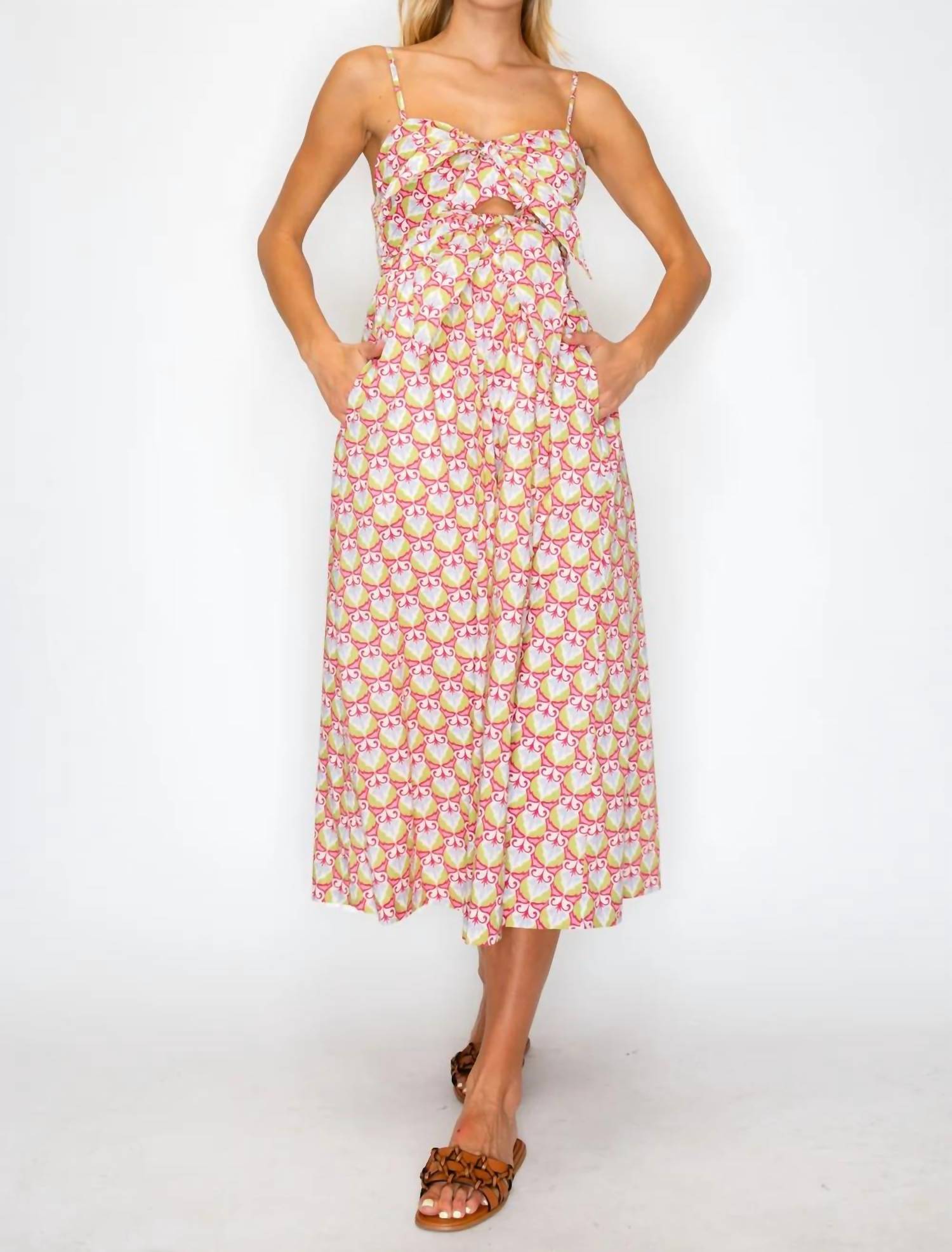 Meet Me In Santorini - Bow Tie Midi Dress