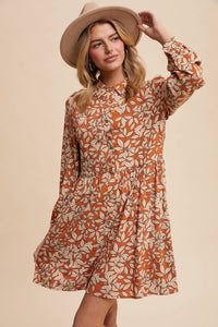 Listicle - Leaf Print Button-front Mini Dress