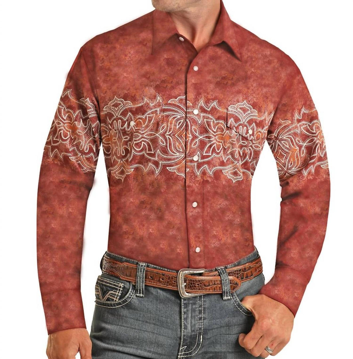 Panhandle - Men's Boot Stitch Border Shirt