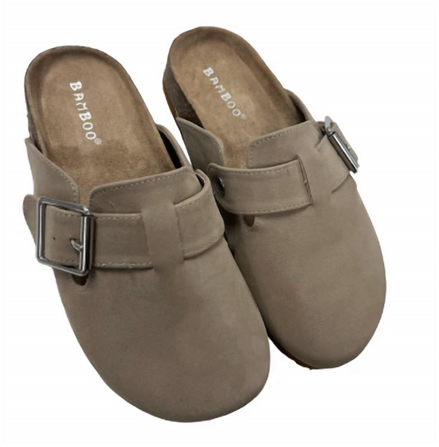 Bamboo - Women's Cork Sole Buckle Mule