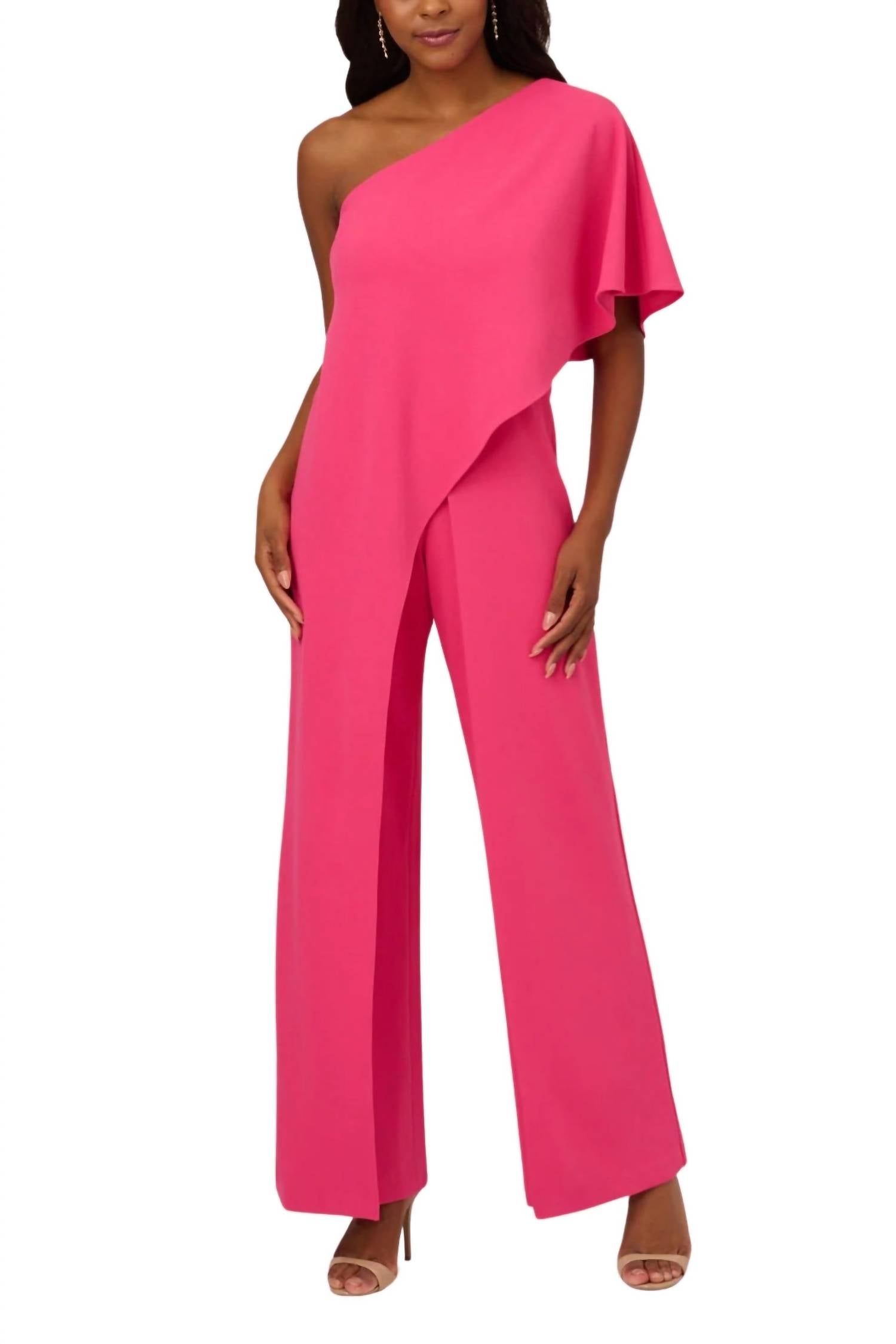 Adrianna Papell - Asymmetrical One Shoulder Jumpsuit - Plus