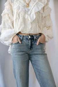 Flying Monkey - Phoenix Mid Rise Tinted Slim Wide Leg Jeans