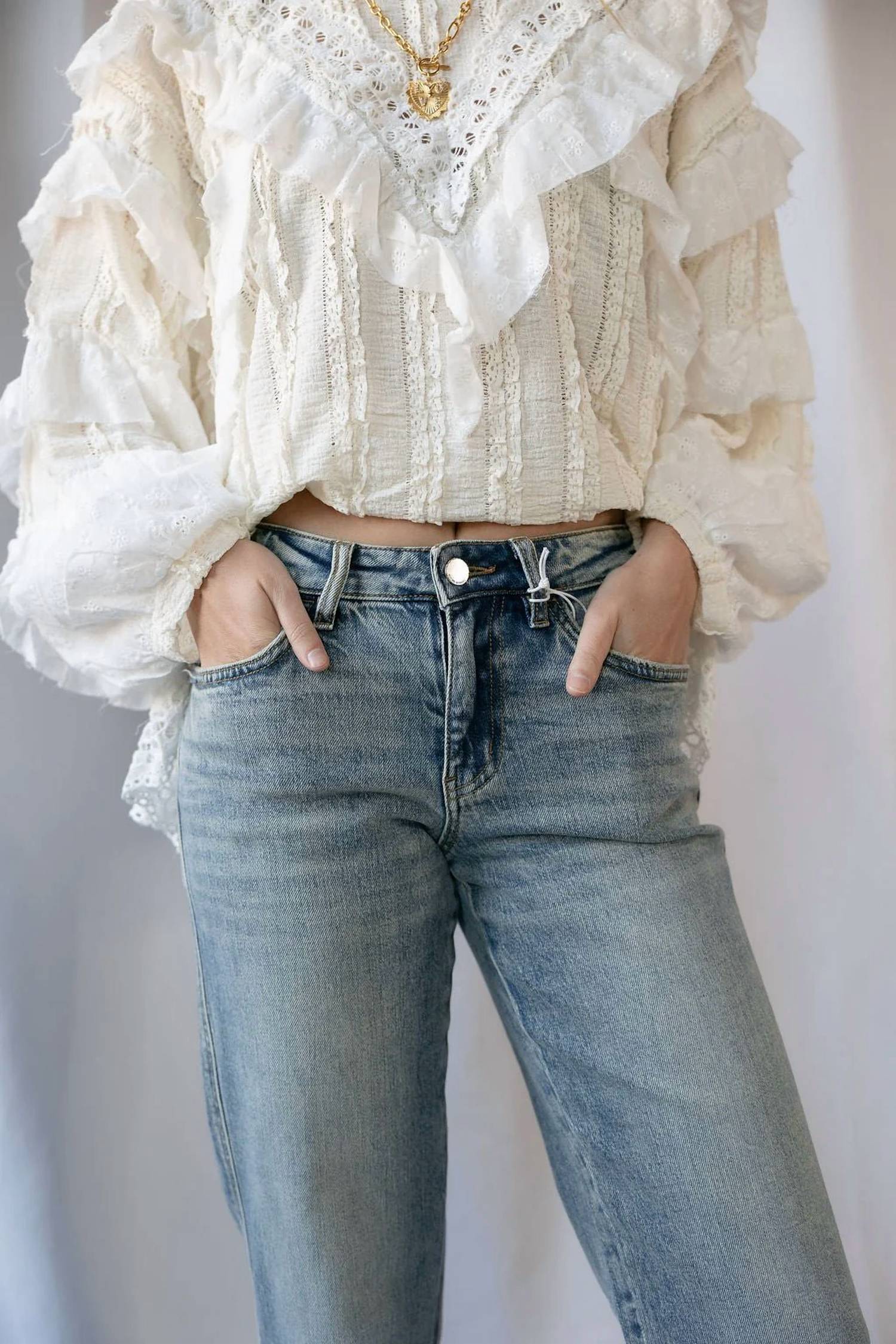 Flying Monkey - Phoenix Mid Rise Tinted Slim Wide Leg Jeans